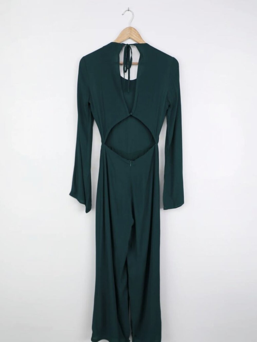 NWT Lulus Moments That Last Hunter Green Long Sleeve Cutout Jumpsuit (size S) - Picture 7 of 12